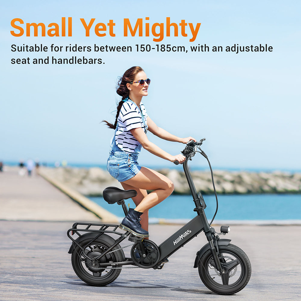 HillMiles Mile 1 250W 14" Trekking Mini E-bike 374.4Wh City Electric Bike 36V 10.4Ah Battery
