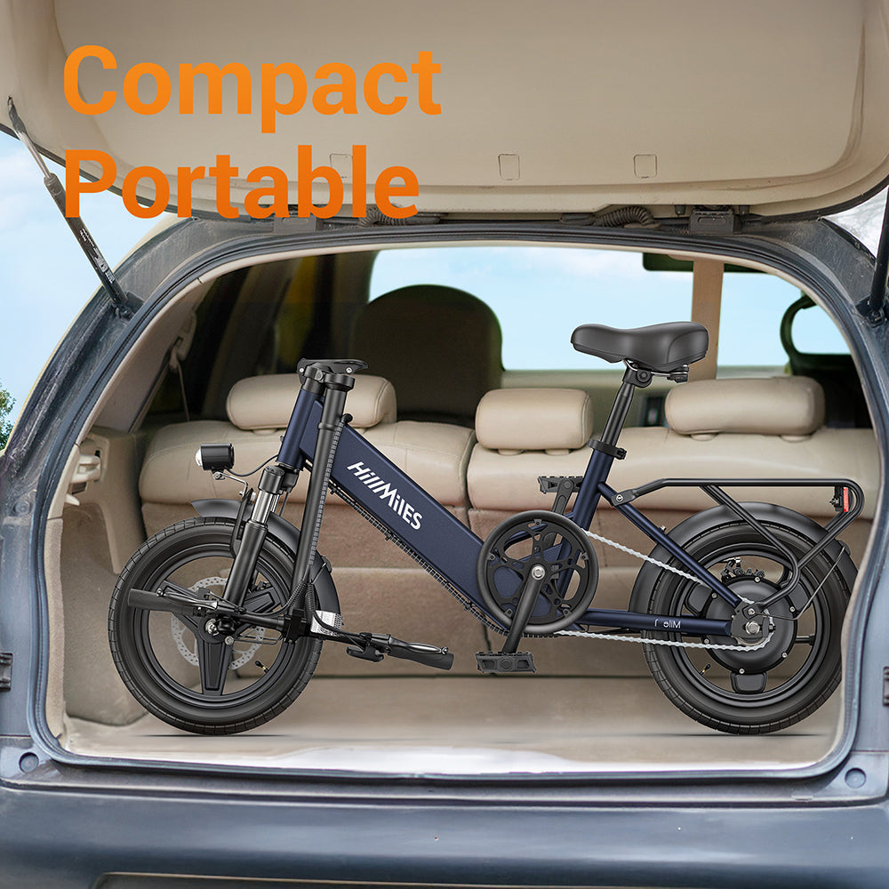 HillMiles Mile 1 250W 14" Trekking Mini E-bike 374.4Wh City Electric Bike 36V 10.4Ah Battery