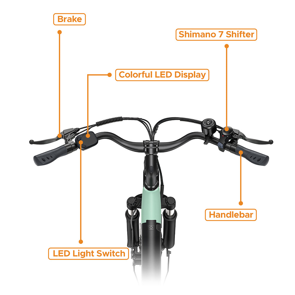 HillMiles MileCity1 250W 26" Electric Trekking Bike 468Wh City E-bike 36V 13Ah Battery