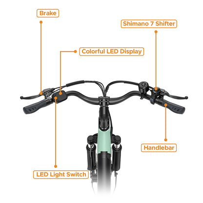 HillMiles MileCity1 250W 26" Electric Trekking Bike 468Wh City E-bike 36V 13Ah Battery