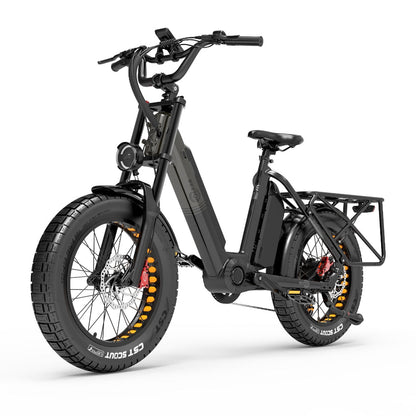 Bezior X500 Max 750W Bafang Motor 20" Fat Bike Cargo E-Bike Dual Batteries 37.5Ah Samsung Battery